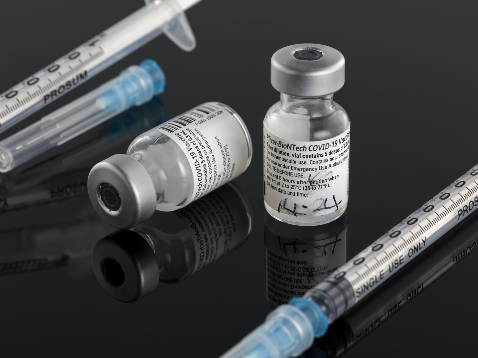 Glass vial that held Margaret Keenan’s first Pfizer-BioNTech COVID-19 vaccine, 7th December 2020 (glass vial)
